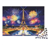Puzzle 1000 pièces Tour Eiffel et Feux d'artifice La Tour Eiffel avec Feux d'artifice Jeu éducatif et détendu pour Adultes et Adolescents 38 x 26 cm / 1000 pièces