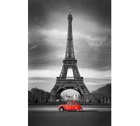 Puzzle 1000 Pieces Tour Eiffel Vieille Voiture Rouge Française 75 * 50Cm