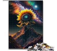 Puzzle 1000 pièces Tournesol Cosmique en Bois pour Adultes, pour Les Parents, Les Amoureux et Les Amis à partir de 14 Ans 50x75cm, idéal pour Un Anniversaire, des Vacances.