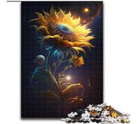 Puzzle 1000 pièces Tournesol de l'espace en Bois, pour Noël et Le Nouvel an, Cadeau de Vacances 50x75cm, Jeu de réflexion pour Adolescents, pour Les fêtes
