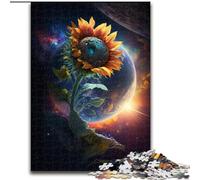 Puzzle 1000 pièces Tournesol de l'espace en Bois, pour Noël et Le Nouvel an, Cadeau de Vacances 50x75cm, Jeu de réflexion pour Adolescents, pour Les fêtes
