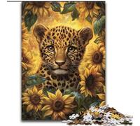Puzzle 1000 pièces Tournesol Léopard, à partir de 14 Ans, Décoration d'intérieur, Cadeau pour Toute la Famille et Les Amis (Taille 26x38cm)