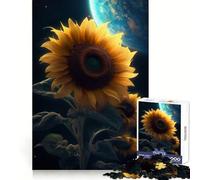 Puzzle 1000 pièces Tournesol Terre Galaxie Cadeau pour Adultes Exercice cérébral Jeu d'assemblage Artistique Relaxant Cadeau mémorable 38x52cm