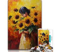 Puzzle 1000 pièces Tournesols dans Un Vase Puzzle 1000 pièces pour Adultes et Adolescents, avec Affiche Assortie et Feuille de Questions pour Les 14 Ans et Plus 75x50cm