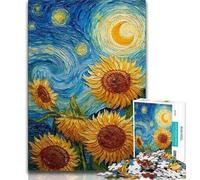 Puzzle 1000 pièces Tournesols du Ciel Nocturne pour Adultes et Adolescents, pour Tuer Le Temps en Vacances, Chaque pièce est Unique - Jeu Familial Stimulant (75x50cm)