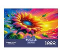 Puzzle 1000 Pièces Tournesols en Papier Recyclé - Tournesol Psychédélique et Cosmos, Jeu Difficile pour Décoration Murale 70x50cm