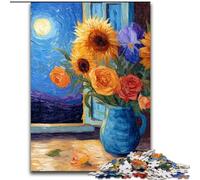 Puzzle 1000 pièces Tournesols Van Gogh, Jeu Familial Anti-Stress, défi Difficile, renforce l'amour Entre Couples 50x75cm