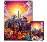 Puzzle 1000 pièces Tracteur coloré en Carton Puzzles Relax & Challenge, Art de décoration d'intérieur coloré, pour Les Amis 26x38cm / 10,23x14,96 Pouces