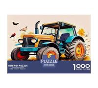 Puzzle 1000 pièces Tracteur Jeu Familial Amusant et Difficile | Tracteur Vintage Oiseaux nostalgique Charmant Vivant pour Adultes et Enfants idée Cadeau 38x26cm