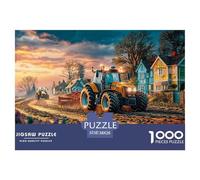 Puzzle 1000 Pièces Tracteur Labourant Champ Paysage Agricole Papier Recy dulte Anti-Stress Décoration Murale 38x26cm