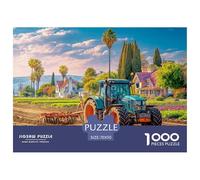 Puzzle 1000 Pièces Tracteur Labourant Champ Paysage Agricole Papier Recy xtrêmement Difficile Décoration Murale 70x50cm