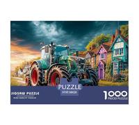 Puzzle 1000 Pièces Tracteur sur Route de Village Scène Agricole Adulte Jeu Difficile Idée Cadeau 38x26cm