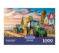 Puzzle 1000 Pièces Tracteurs sur Chemin de Terre Papier Recyclé Paysage Agricole Adulte Jeu Éducatif Anti-Stress Décoration Murale 52x38cm