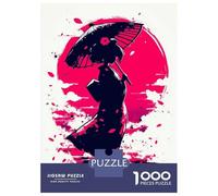 Puzzle 1000 Pièces Traditional Japanese Woman Under The Sakura Moon Puzzles pour Adultes, Jeu Familial, Améliore La Mémoire, Offrez-Les en Cadeau À Toute La Famille 52x38cm/1000pcs