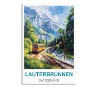 Puzzle 1000 pièces, Train de Lauterbrunnen, Suisse, 1000 pièces en Carton épais et résistant, Assemblage précis, à partir de 14 Ans, Jeu Familial, 52 x 38 cm