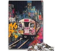 Puzzle 1000 pièces Train de Style Basquiat, pour Les 14 Ans et Plus, décoration Murale, Cadeaux Uniques pour Anniversaire et Noël 50x75cm