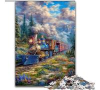 Puzzle 1000 pièces Train en Mouvement en Bois, activité Amusante à Faire à la Maison, Taille 50x75cm, décoration DIY, Cadeaux de Vacances stimulants pour Le Cerveau