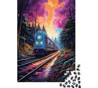 Puzzle 1000 pièces Train forestier psychédélique coloré | Puzzle | Puzzle Durable pour Adultes | Puzzle 100% Bois Haut de Gamme | Jeux Amusants 1000 pièces (75 x 50 cm)