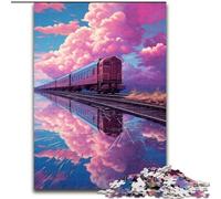 Puzzle 1000 pièces Train sur l'eau en Bois, activité Amusante à la Maison 50x75cm Soirée de Jeux en Famille Expérience visuelle stimulante et enrichissante