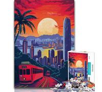 Puzzle 1000 pièces Tramway de Hong Kong pour Adultes et Adolescents, Jouet éducatif et éducatif, idéal comme Cadeau pour Toute la Famille 38x26cm