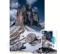 Puzzle 1000 pièces Tre Cime Di Lavaredo Vue sur la Montagne Découpe Impeccable Jeu de logique Amusant et Gratuit Activité d'anniversaire (38x52cm)