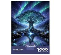 Puzzle 1000 Pièces Tree of Life by A Lake Aurora Borealis Puzzles pour Adolescents Course De Vitesse Manuelle Activités Amusantes À La Maison Jeu Stimulant Et Jeu en Famille 70x50cm/1000pcs