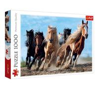 Puzzle 1000 pièces TREFL Chevaux au galop photoréaliste carton épais découpe précise Bleu/Marron/Blanc (68 x 48 cm)