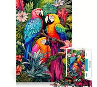 Puzzle 1000 pièces Trio de perroquets tropicaux, découpe Premium, Jouet d'éveil et de détente, Cadeau d'anniversaire Amusant (38x26cm)
