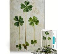 Puzzle 1000 pièces Trio de trèfles Découpe Premium Jeu de réflexion et d'exercice Mental Paix et Divertissement Cadeau d'anniversaire Amusant (38x26cm)