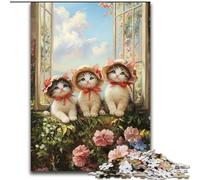 Puzzle 1000 pièces Trois Chatons, à partir de 14 Ans, idéal pour Les Couples, activités Amusantes à la Maison, Cadeau d'anniversaire, Cadeau de Voyage (Taille 26x38cm)