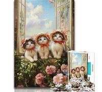 Puzzle 1000 pièces Trois Chatons pour Adolescents, Jouet éducatif et éducatif, idéal comme Cadeau pour Toute la Famille 38x26cm
