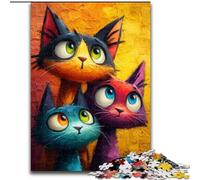 Puzzle 1000 pièces Trois Chats pour Adultes, Cadeaux, Collection de Jeux intellectuels, Beaux-Arts (50x75cm)