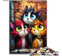 Puzzle 1000 pièces Trois Chats pour Adultes, Jeu Stimulant et Jeu Familial, Collection d'artistes, Beaux-Arts pour Les 14 Ans et Plus (50x75cm)