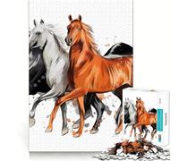 Puzzle 1000 pièces Trois Chevaux au Galop pour Adolescents, Jeu de réflexion Simple et Amusant, découpe précise, Cadeau du Père Noël 38x26cm