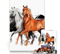 Puzzle 1000 pièces Trois Chevaux au Galop pour Adultes, Jeu de logique Stimulant, Anti-anxiété, Bords Transparents, pour Les fêtes 50x75cm