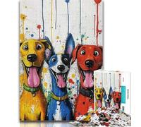 Puzzle 1000 pièces Trois Chiens Heureux Puzzle 1000 pièces pour Adultes et Adolescents, entraînez Votre Cerveau et Vos Mains Cadeaux pour Amis et Famille 50x75cm