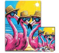 Puzzle 1000 pièces Trois Flamants Roses en Carton, décoration à Faire soi-même, défi cérébral, pour Adultes, Famille, Cadeau de Vacances 26x38cm