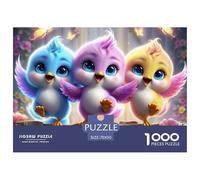 Puzzle 1000 pièces Trois Hiboux Colorés Forêt - Adulte, Extrêmement Difficile, Décoration Murale 70x50cm/1000pcs
