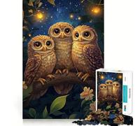 Puzzle 1000 pièces Trois hiboux dans la Nuit pour Adolescents améliore la mémoire, se détend et s’Amuse Bords Nets Cadeau Unique 38x26cm