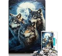 Puzzle 1000 pièces Trois Loups pour Adolescents, Jouet éducatif et décompressant, idéal comme Cadeau (38x26cm)