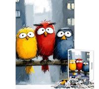 Puzzle 1000 pièces Trois Oiseaux par Temps de Pluie Jeu Anti-Stress et éducatif idéal pour Un Anniversaire Pièces de Formes aléatoires Parfaitement emboîtables Dimensions 38x26cm