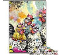 Puzzle 1000 pièces Trois Poules pour Adolescents, Jeux Amusants, décoration Murale, Cadeaux d'anniversaire et de Noël Uniques 26x38cm