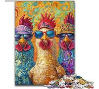 Puzzle 1000 pièces Trois Poules pour Adultes et Adolescents, Jouets addictifs pour la décoration intérieure (50x75cm)