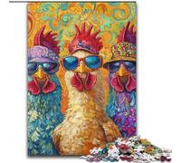 Puzzle 1000 pièces Trois Poules pour Adultes et Adolescents, Jouets addictifs pour la décoration intérieure (26x38cm)