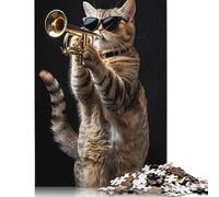 Puzzle 1000 pièces Trompette American Shorthair, carré et créatif, pour Adultes, Puzzles en Bois, Jouets éducatifs, 1000 pièces (75 x 50 cm)