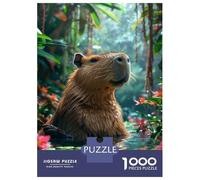 Puzzle 1000 Pièces Tropical Floral Capybara Puzzles pour Adultes, Jouet, Décoration Murale, Course De Vitesse Manuelle, Idéal comme Cadeau pour Toute La Famille 38x26cm/1000pcs