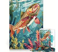 Puzzle 1000 pièces Truite dans Le Monde sous-Marin, découpe Premium, Jouet d'éveil et de détente, Cadeau d'anniversaire Amusant (50x75cm)