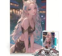 Puzzle 1000 pièces Twilight Fox Girl Elegance Jeu de réflexion Cadeau d'anniversaire avec des pièces de Formes aléatoires Parfaitement emboîtables 50x75cm