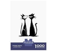Puzzle 1000 Pièces Two Smiling Cats Black and White Puzzles pour Adultes Améliore La Mémoire Interaction Parent-Enfant Casse-tête Jeux De Société 70x50cm/1000pcs