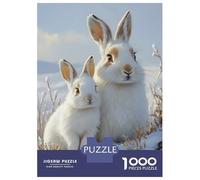 Puzzle 1000 Pièces Two White Rabbits in Snowy Field Puzzles pour Adolescents : Améliorent La Mémoire, Défi Éducatif, Cadeaux pour Les Amis Et La Famille 70x50cm/1000pcs
